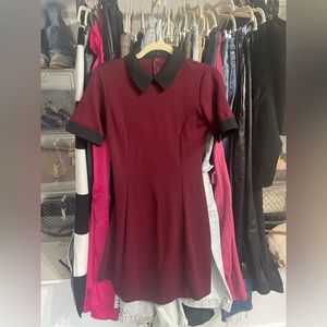Burgundy and black collared mini dress - size small